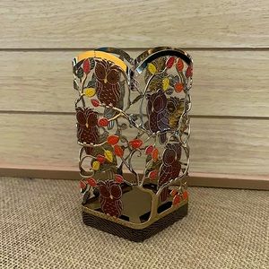 Bath & Body Works Owls and Fall Leaves Metal Foaming Soap Holder
